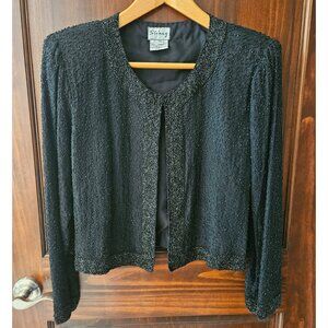 Designer Black Beaded Jacket, Size XL